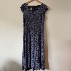 Vintage Laura Ashley NWT Midi Purple Floral Dress Size 8